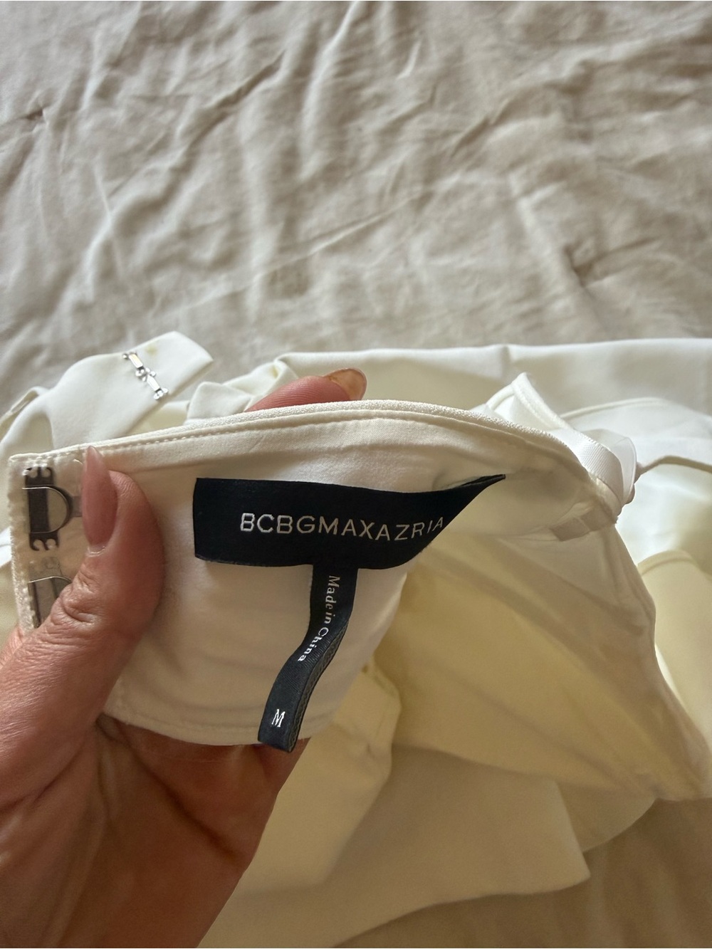 BCBGMaxAzria White One-Shoulder Ruffle Romper - Picture 3 of 3